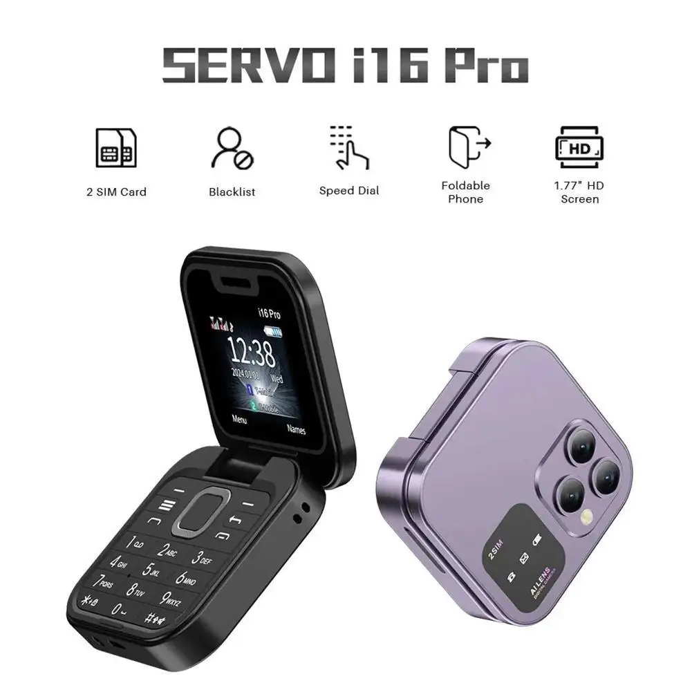 German I16pro Flip Original Flip Mobile Phone Fliio14 Card Student Keypad Kids Phone F15mini I17pro Cellphones Screen Y3x8