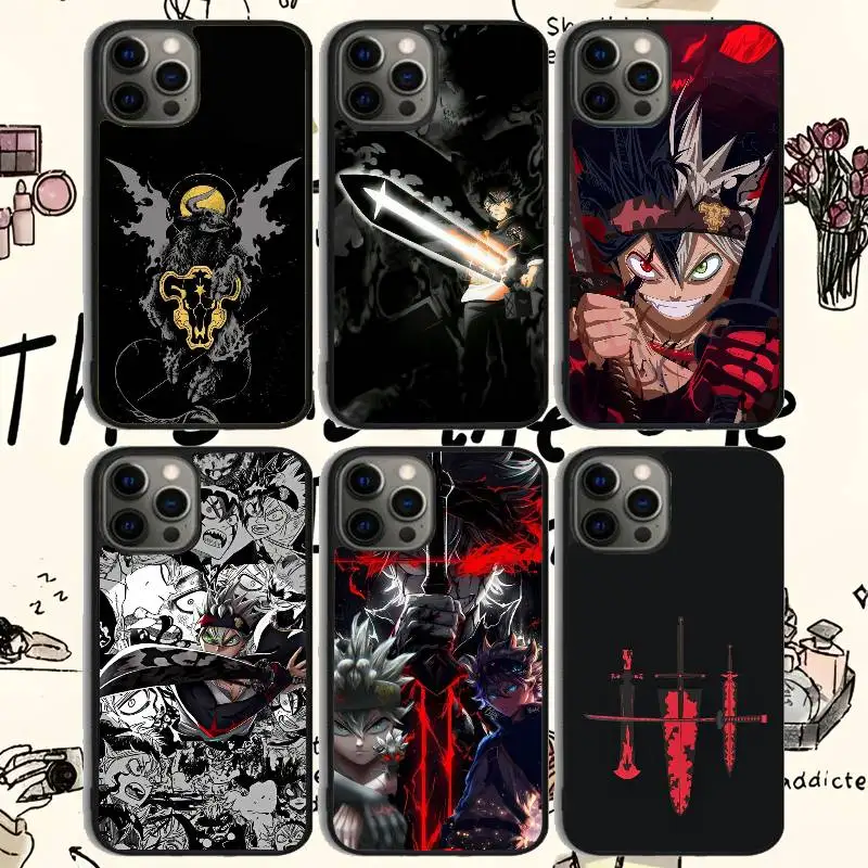 

Anime Black Clover Phone Case For 11 12 13 14 15 16Pro Max mini Plus Frosted mirror Phone Cover