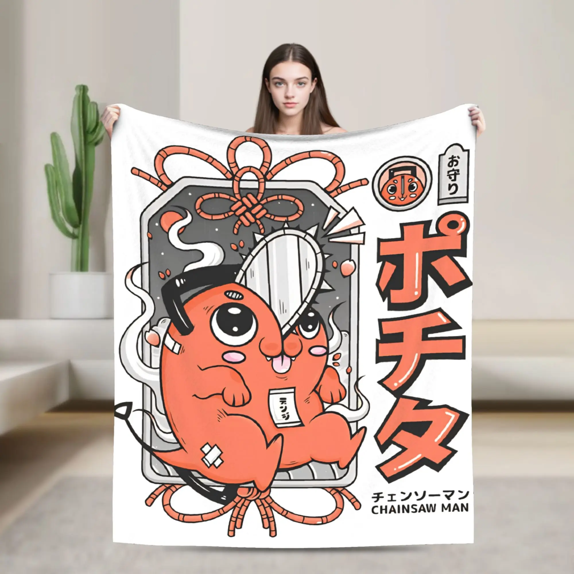 

Good Luck Pochit Chainsaw Man Blanket Quality Warm Soft Throw Blanket Winter Girls Boys Home Decor Graphic Bedspread