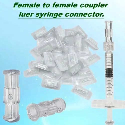 Conector de jeringa Luer, acoplador de juntas dobles, embalaje Individual, adaptador Luer Lock estéril hembra a hembra, 10-1000 Uds.