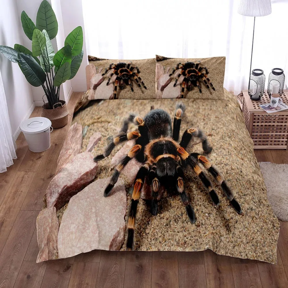 Brown Big Spider Duvet Cover Set King Queen Double Full Twin Single Size Duvet Cover Pillow Case Bed Linen Set