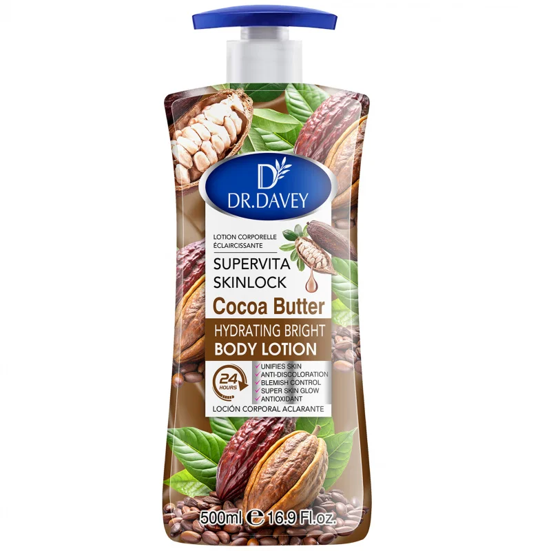 Loción Corporal de Manteca de Cacao DR.DAVEY de 500ML, Gran Capacidad, Hidratante para las Cuatro Estaciones, Refrescante, No Grasosa, Aromática