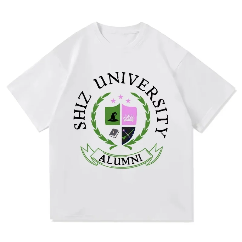 جامعة شيز تي شيرت أزياء المرأة الجمالية الفيلم الشريرة تي شيرت للجنسين عالية الجودة عادية إلفابا غليندا تي شيرتات قطن