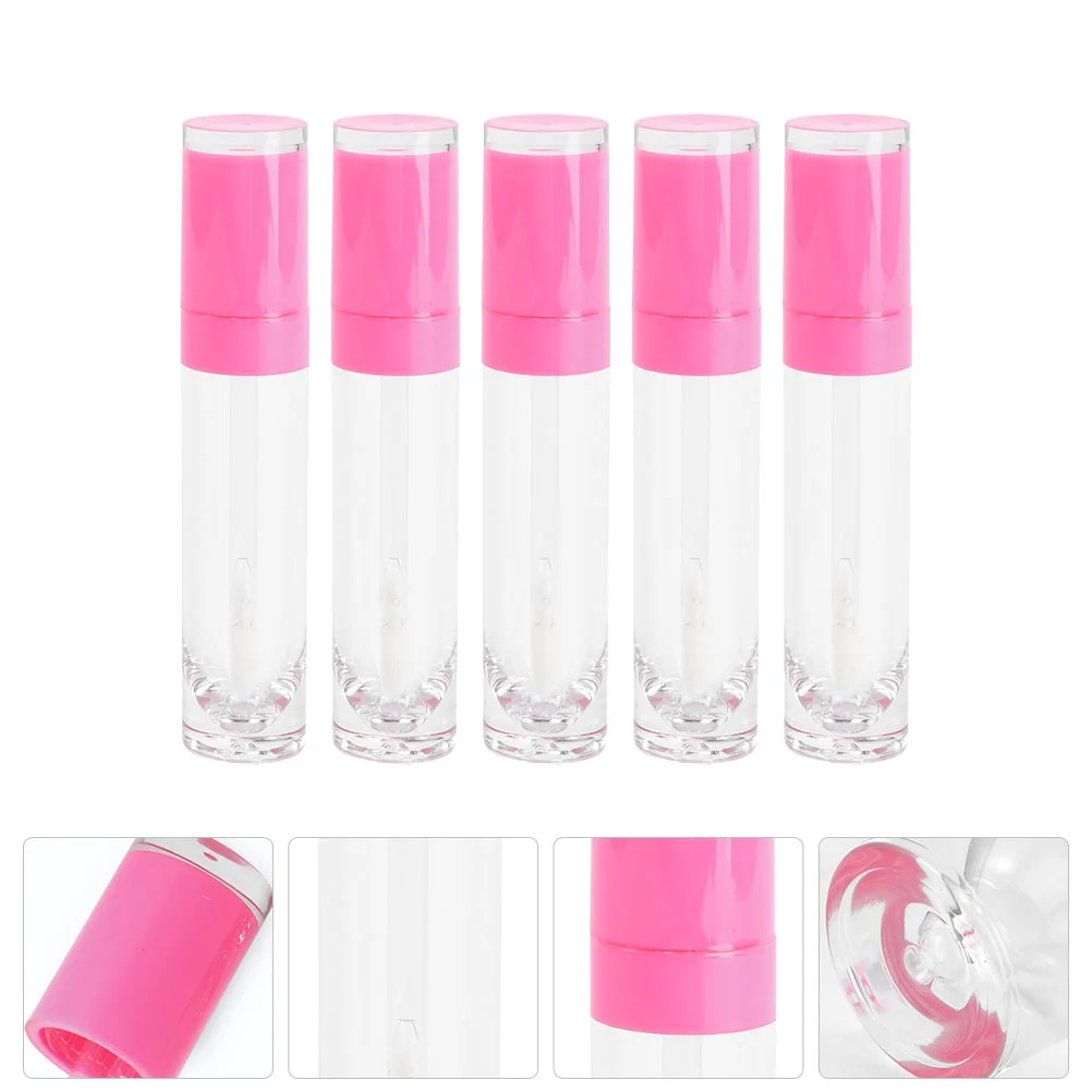 5 Pcs Lip Tint Empty Tube of Gloss Lipstick DIY 10x17cm Glazes Small Bottles Container Rosy