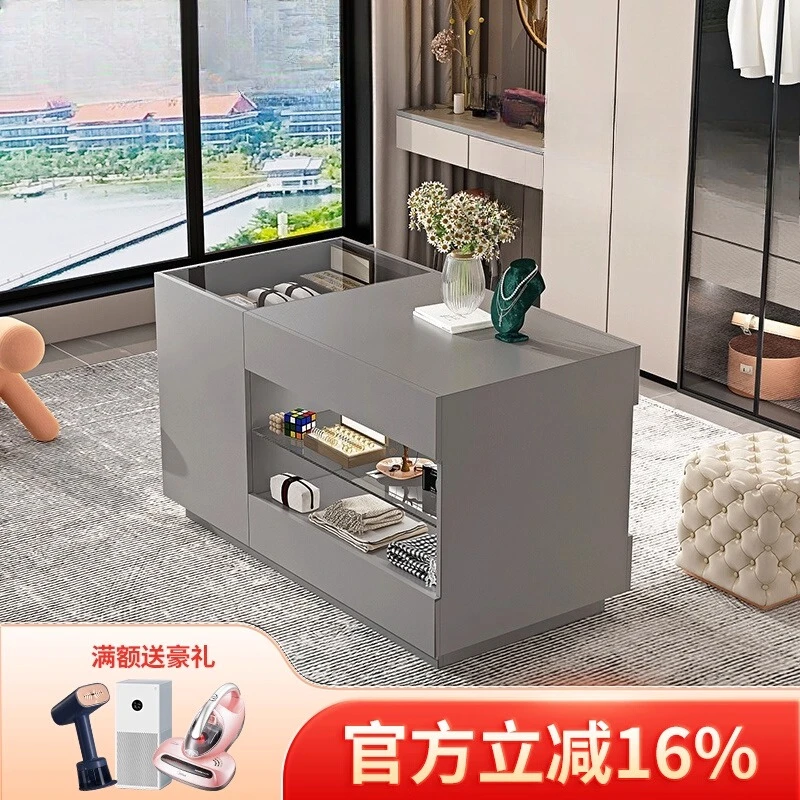 

Cloakroom Island Platform Light Luxury Bucket Cabinet Storage Cabinet Small Apartment Double-sided Storage Jewelry Display Cabin