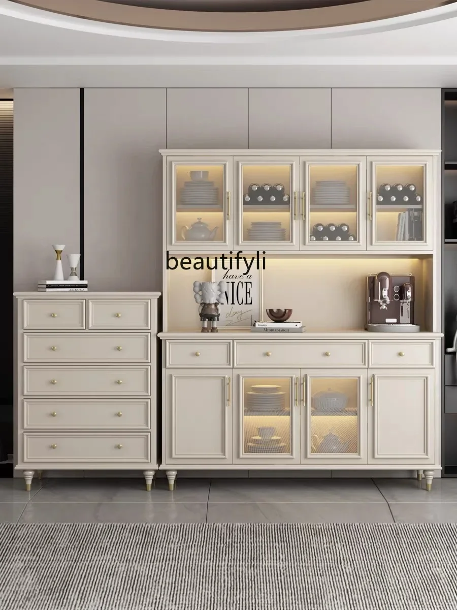 خزانة جانبية من الخشب الصلب الأمريكي، خزانة مشروبات جدارية مدمجة، خزانة شاي مطبخ فاخرة #3