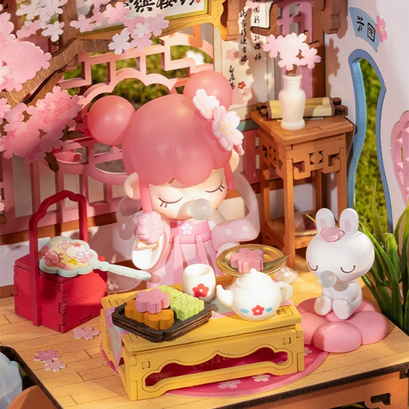 ديوراما لمهرجان حديقة الربيع، منزل مصغر خشبي ثلاثي الأبعاد DIY، مشهد خارجي غريب الأطوار للبالغين #2