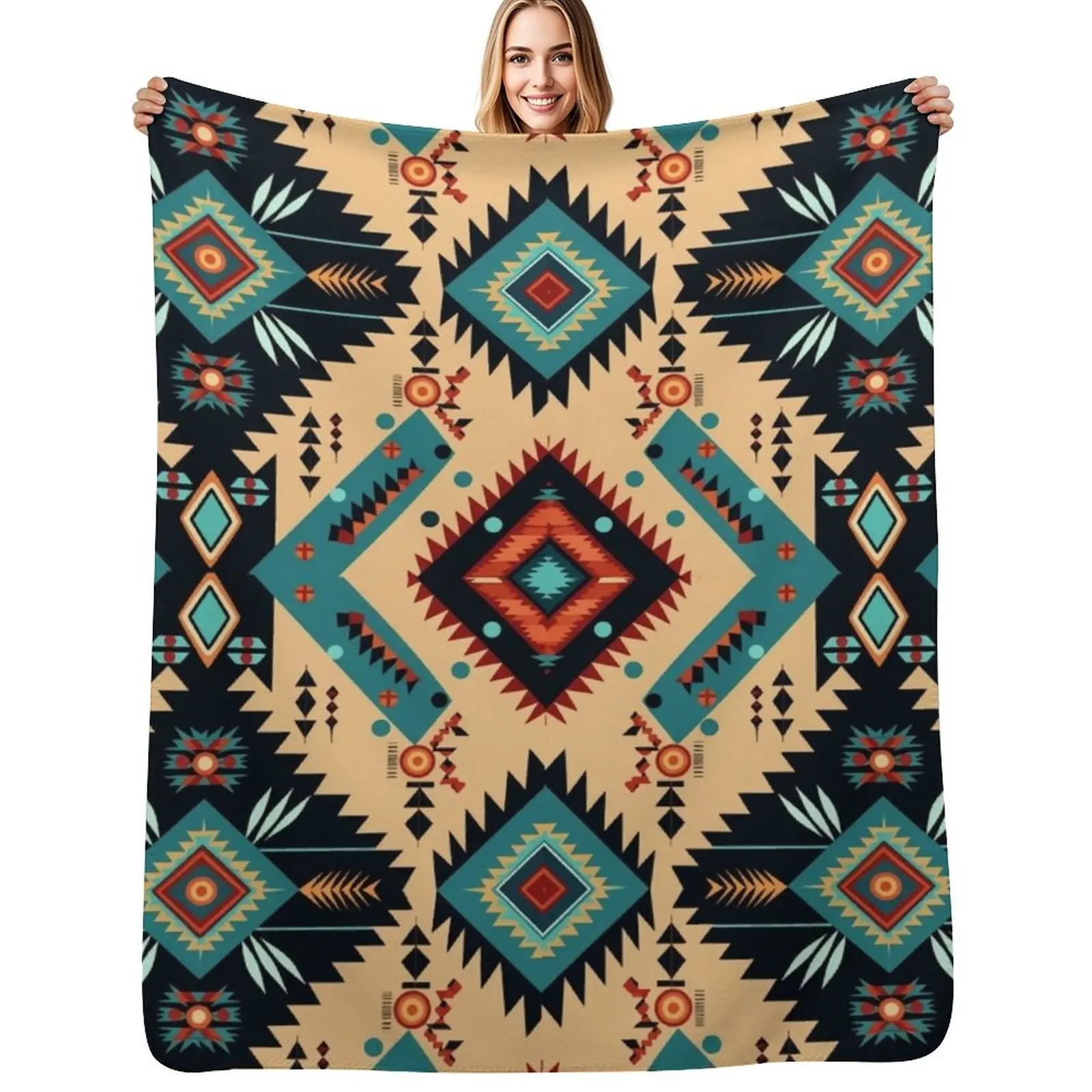 Indigenous Cherokee Nation Pattern Throw Blanket Multi-Purpose Summer Beddings bed plaid Bed Nap Cute Plaid Blankets