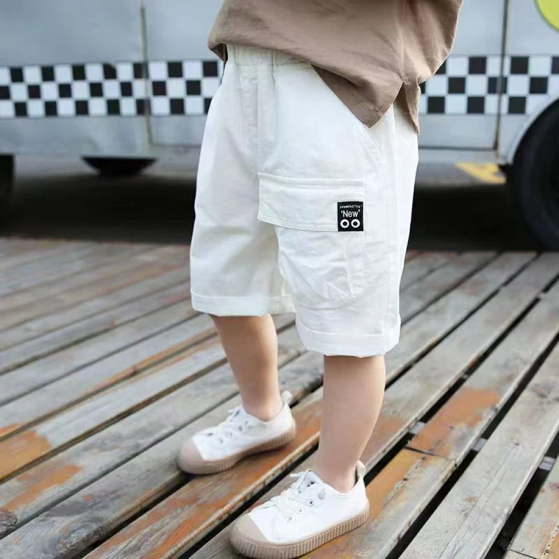 Children's Boy Summer Shorts Casual Loose Pants Kids Solid Color Boys Trousers Teenager Fashion Sports Mid-Short Trousers