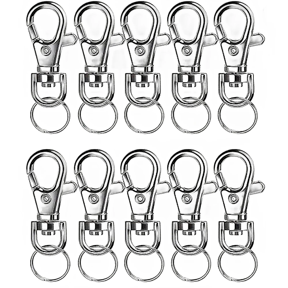 20 Pcs/Pack Silver Swivel Snap Hooks with Key Rings for Keychains  Lanyards Jewelry Making Art Crafts