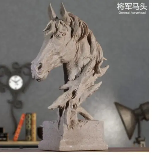 Ancient Roman creative sandstone 2style horse-head furnishing-shop furnishing-sample Animal Sculpture statue Home Decoration