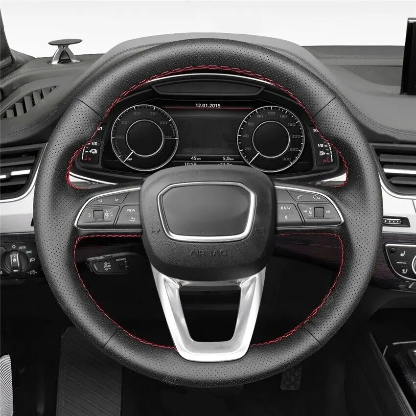 

Durable Leather Car Steering Wheel Cover For Audi A4 Q3 Q5 SQ5 Q7 SQ7 Q8 SQ8