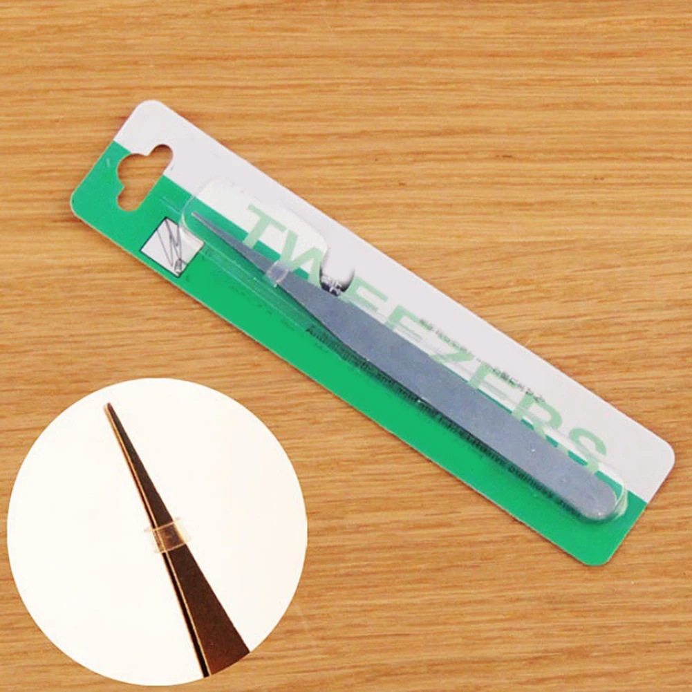 1pcs 100/125mm Stainless Steel Handmade Tweezers Straight Head Elbow Watch Precision Instruments Repair Hand Tools