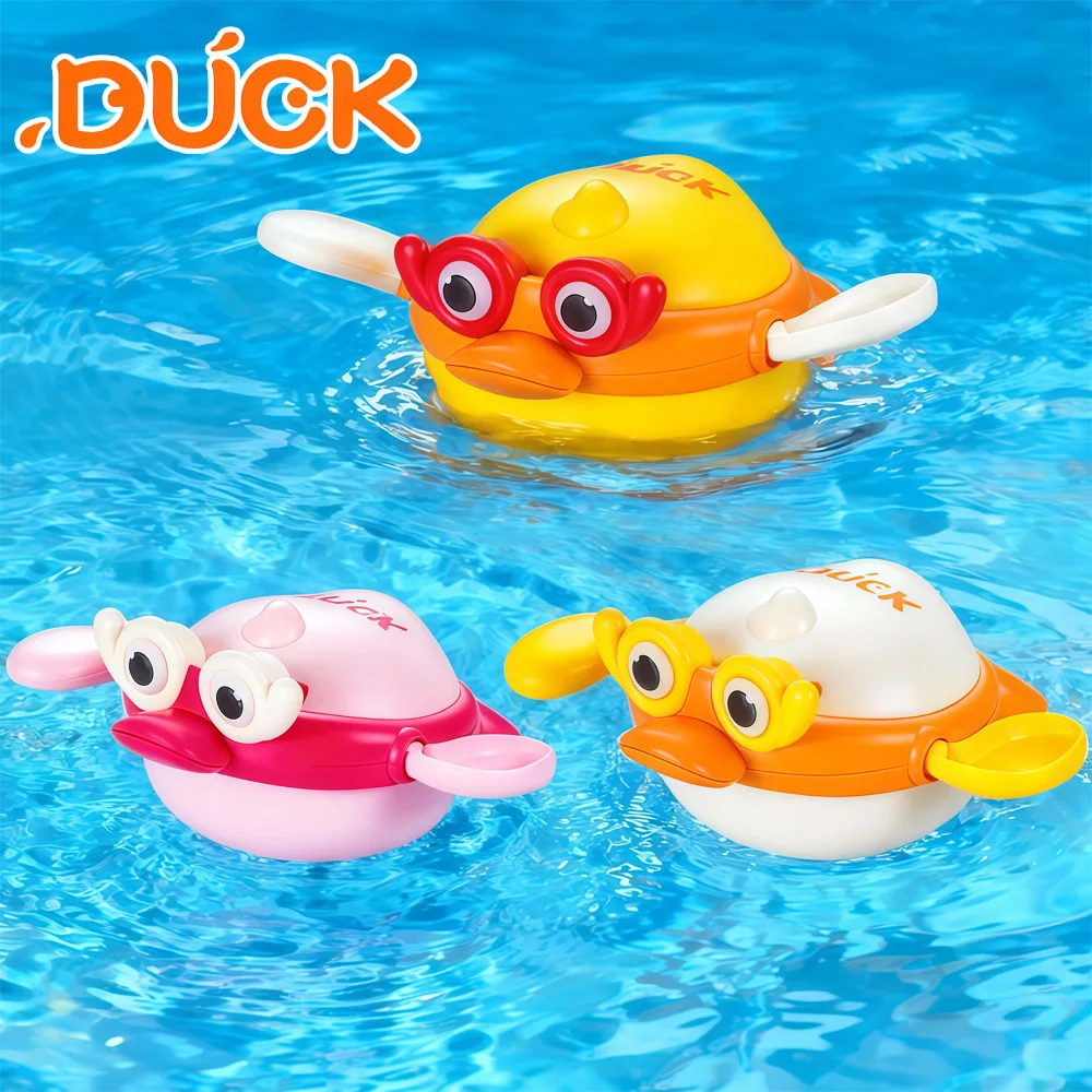 ของเล่นอาบน้ำเด็ก – ของเล่นเป็ดน้อยสีเหลืองน่ารัก ว่ายน้ำได้ พร้อมดีไซน์โซ่ไขลาน ใช้ได้กับอ่างอาบน้ำ สระว่ายน้ำ และชายหาด สำหรับเด็กวัยหัดเดินและเด็กเล็ก