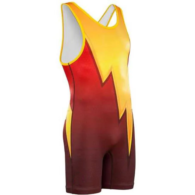 Yellow and Red Wrestling Singlet Body Wear Bodysuit Overalls One-piece Wrestling Power Lift Weightlifting PowerLifting Uniform