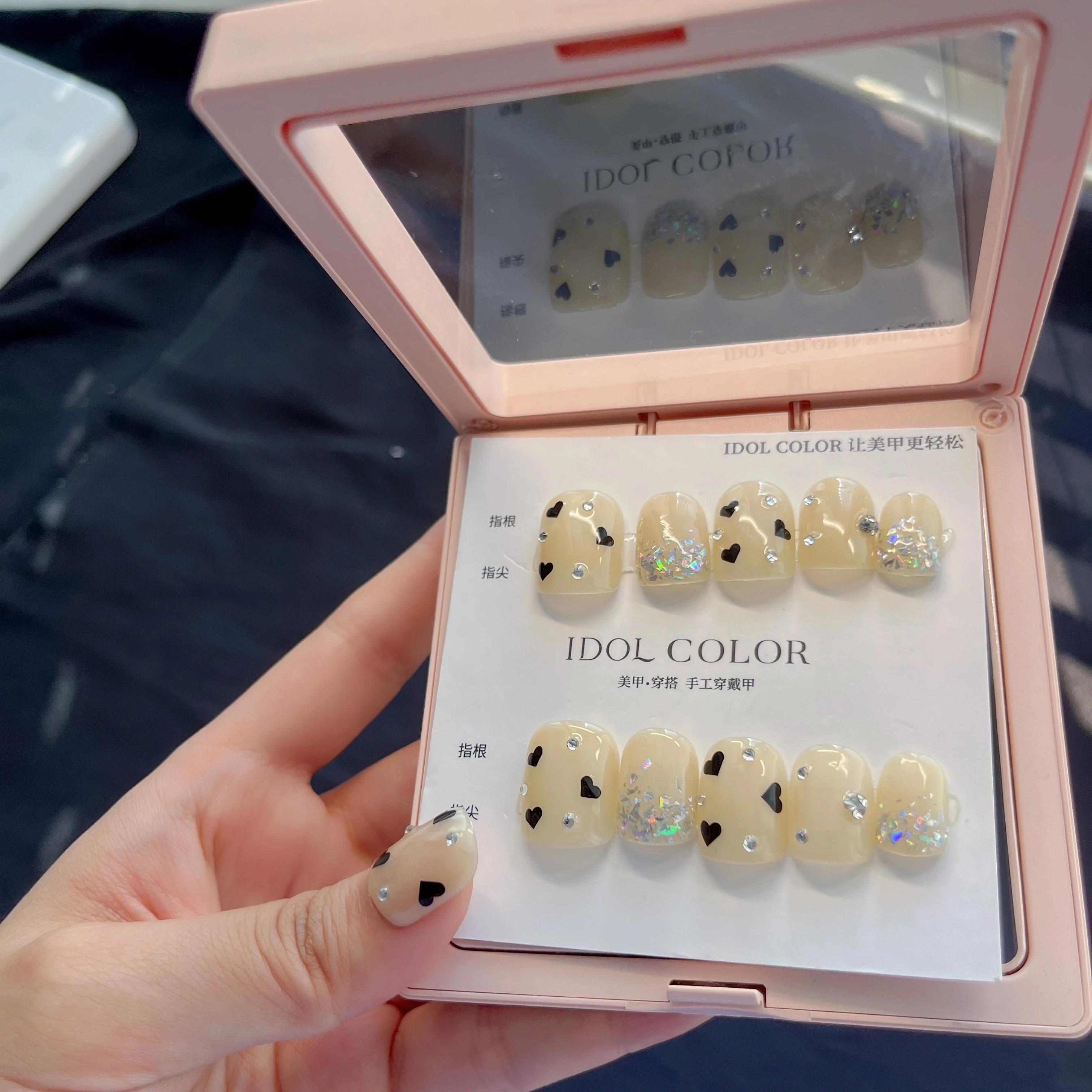 

Прессованные наклейки для ногтей ручной работы, Короткие квадратные наклейки для дизайна ногтей с полным покрытием, 10 шт.