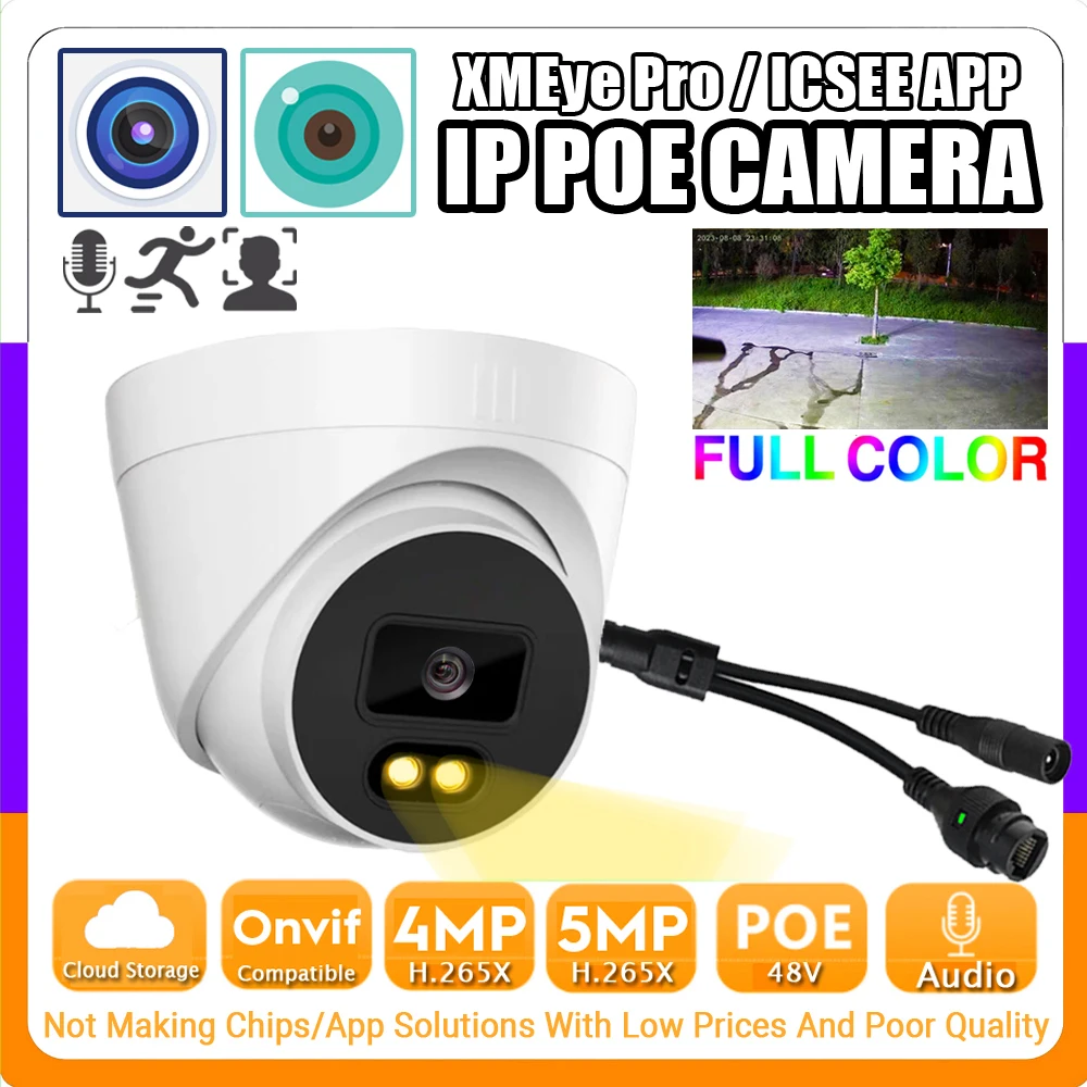 

Audio Semimetal POE IP Indoor Camera 5MP 4MP LED Warm Full Color H.265 HD Mic Onvif Ai Face/Motion Detection Xmeye Pro ICSEE APP