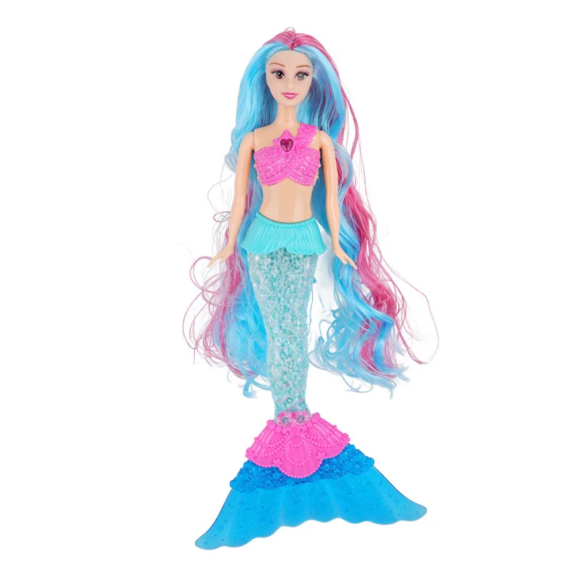 다채로운 긴 머리 인어 공주 인형 장난감 1/6 BJD 인형 관절 조명/음악으로 움직일 수있는 인형 인어 인형 어린이 생일 선물