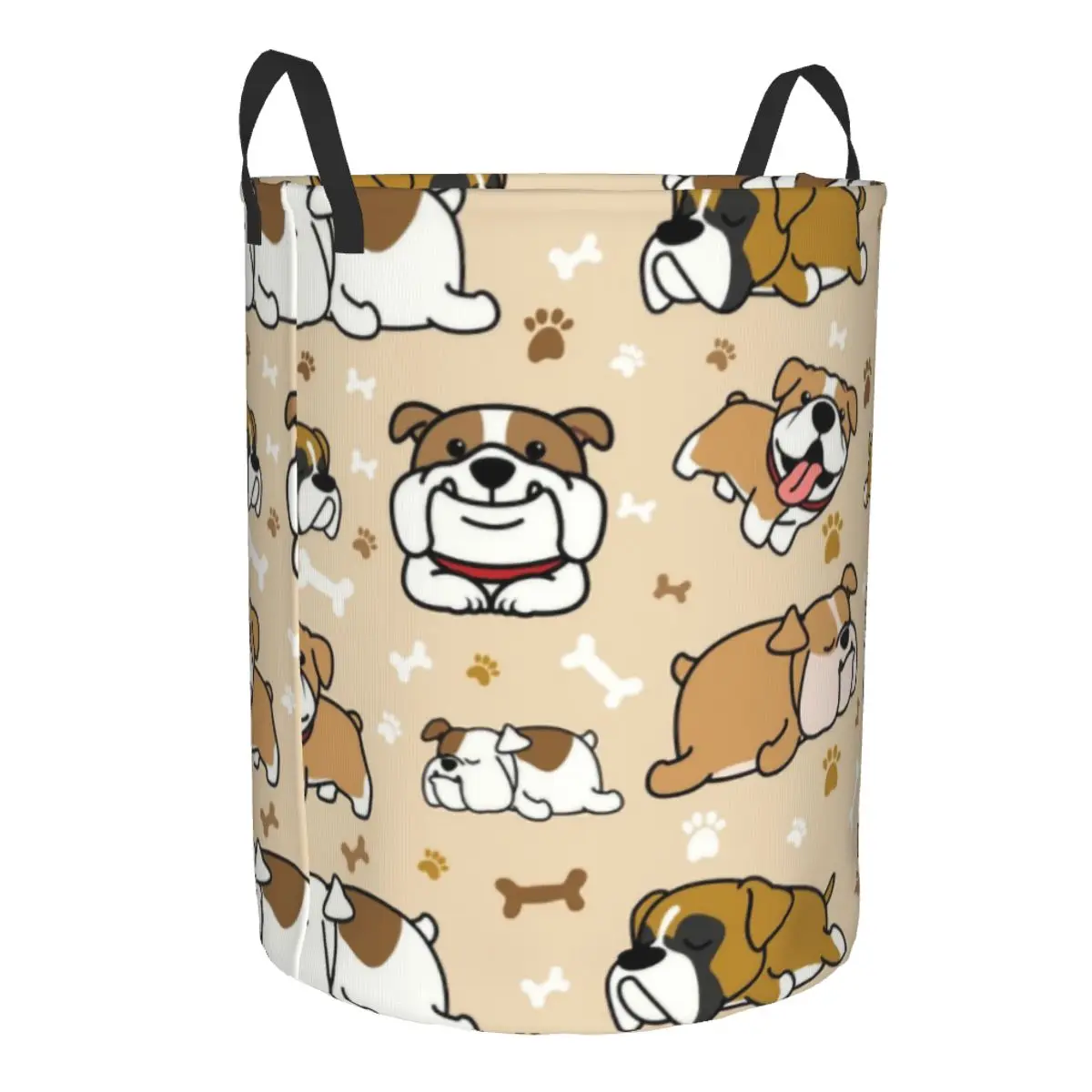 Cute Pet English Bulldog Laundry Basket Collapsible British Dog Lover Baby Hamper for Nursery Toys Organizer Storage Bins