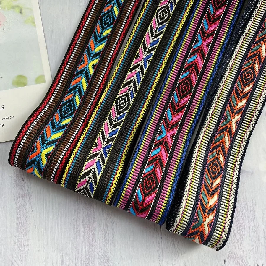 9 Yards/lot Ethnic Style Webbing Woven Jacquard Ribbon geometry for Garment accessories LS-2232 Width 5 CM