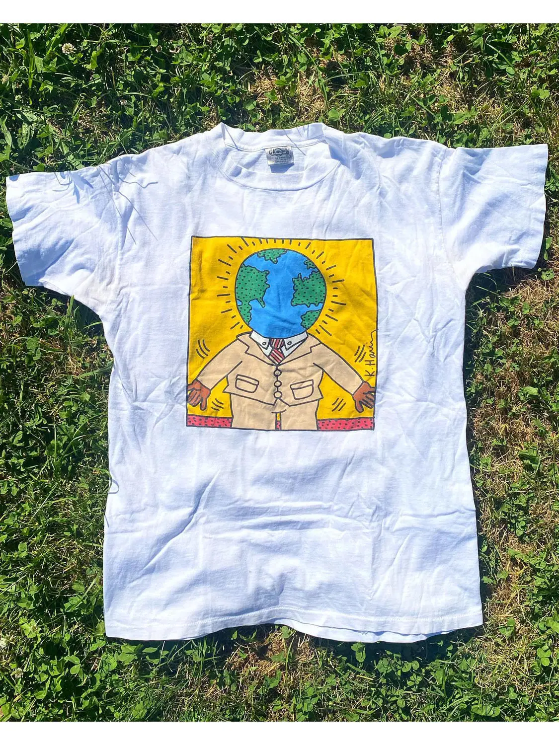 Ami Kaji Niche Ins ilustración Dessin Animé Marée Marque camiseta pareja Américain Pur Coton Impresión Manches Courtes Hommes