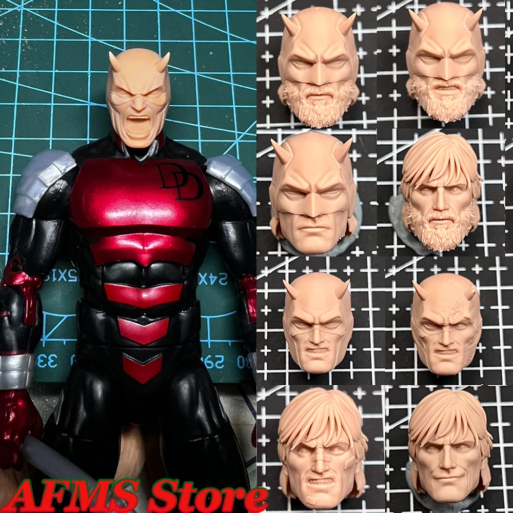 Sin pintar 1/12 cabeza de soldado masculino esculpida Daredevil Matt Murdock Marvel superhéroe superpotencia cabeza de abogado modelo apto para figura de acción de 6"