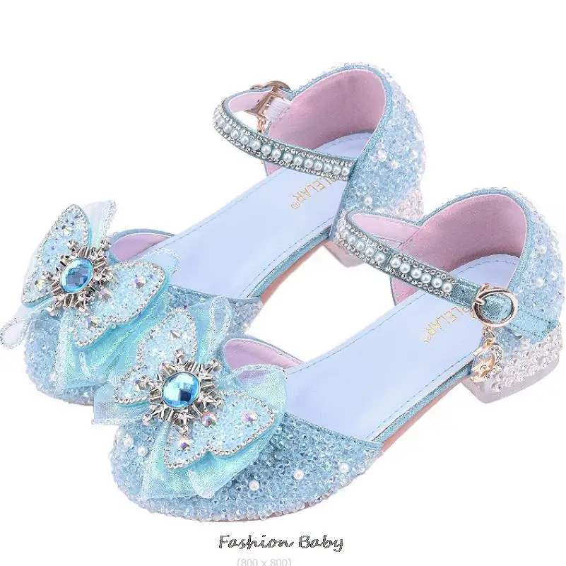 Princess White High Heels Shoes Girls Stage Catwalk Models Shoes Kid\'s Piano Children Dress Shoes Slipper Girl Party Sandals