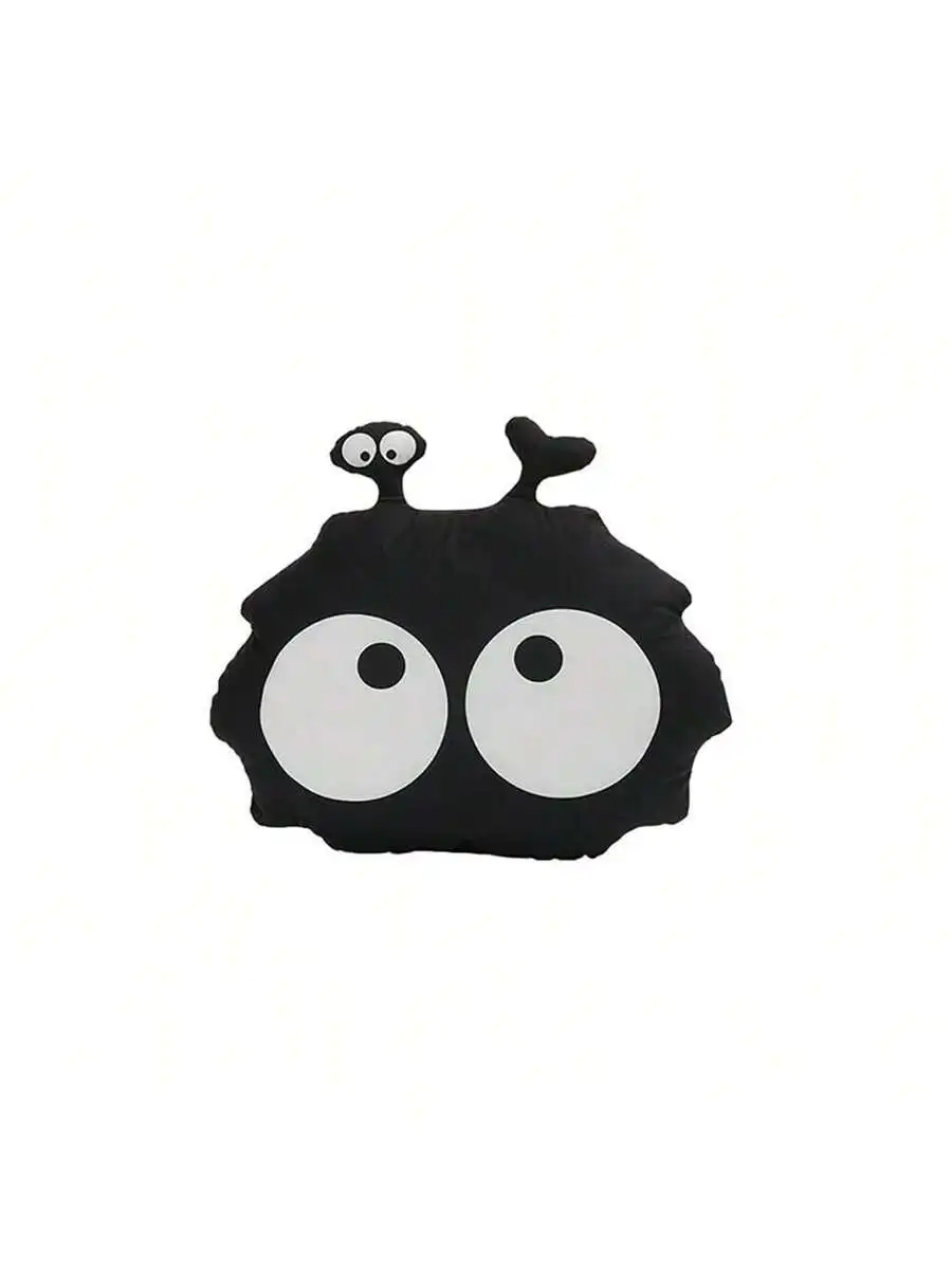 1pc Plush Car Seat Cushion With Big Eyes Design, Black Color, Warm, Anti-Slip, Comfortable Car Seat Cover, Also Suitable As