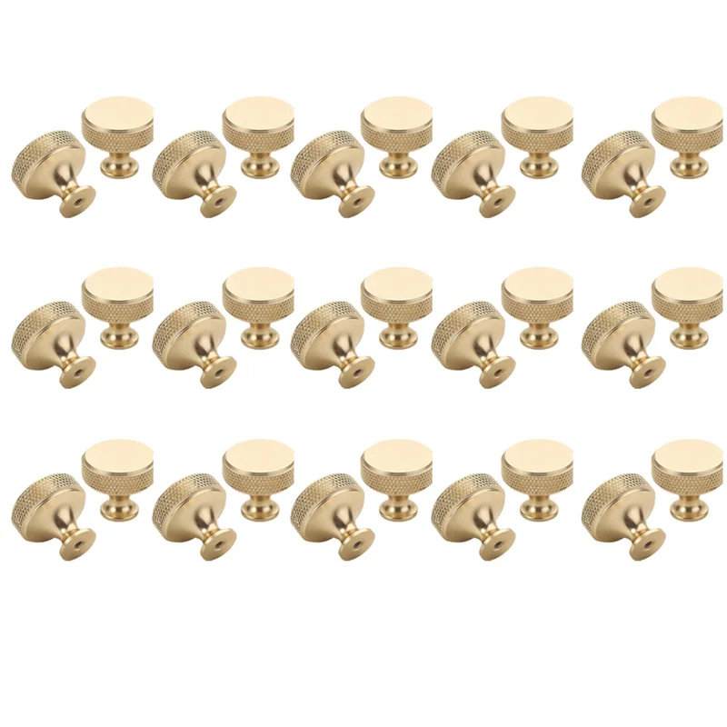 ABUH-30 Pack 1.2 Inch Brushed Gold Cabinet Knobs Knurled Kitchen Cabinet Knobs Gold Drawer Knobs Round Dresser Knobs
