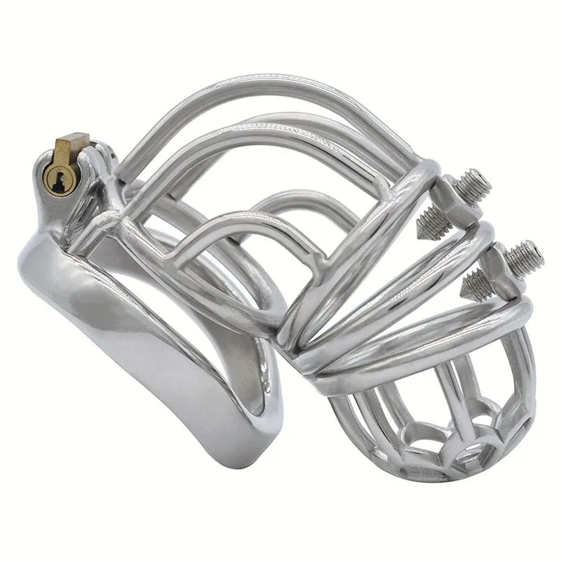Adult Games Stainless Steel Male Chastity Cage Chastity Device Adown Men Metal Lock Belt  Sex Toy