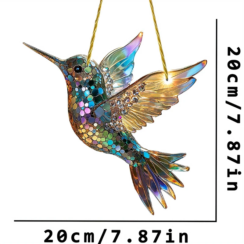 Yifare Spirit Birds, Sheremart Spirit Birds, Suncatcher de pássaros acrílicos, ornamento de pássaros para árvore de Natal, coletor de sol de beija-flor