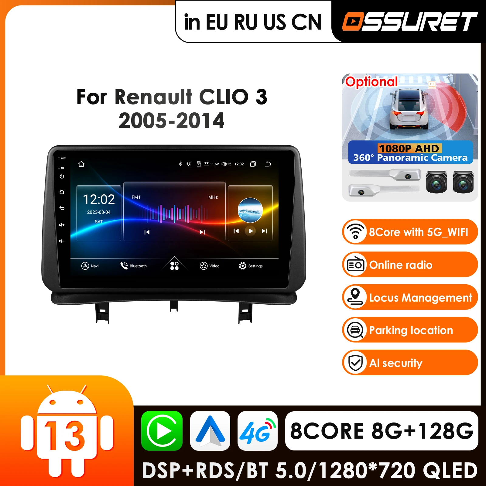 

9'' 7862 Intelligent Screen Carplay 4G 2Din Android 13 Car Radio for Renault CLIO 3 2005-2014 Multimedia Video Player WIFI Audio