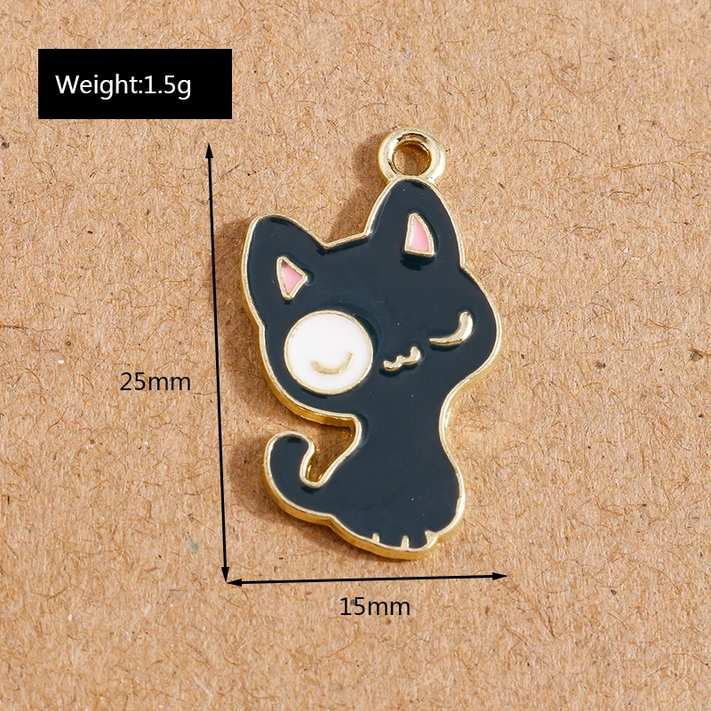 10 stücke Emaille Cartoon Tier Katze Charms Anhänger für Schmuck Herstellung Halskette Ohrringe DIY Armband Zubehör liefert – Detail 19