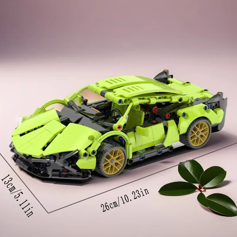 1623-delige groene racewagenmodelset, buikspieren bouwstenen, voor woonkamer- en slaapkamerdecoratie, perfect Halloween- of kerstcadeau - afbeelding 1