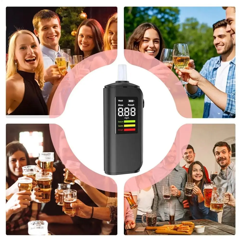 LED Digital Display Breathalyzer Analyzer Non-Touching Blowing LED Screen Digital Breathalyzer Durable Anti-slip