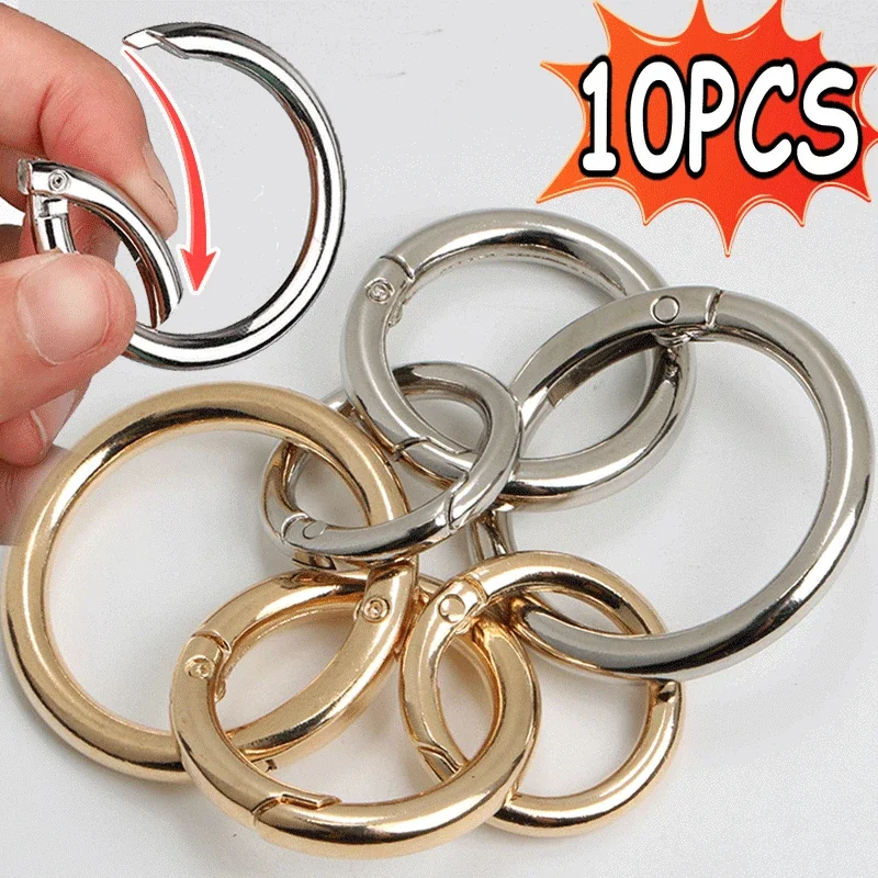

10Pcs New O Round Bag Buckle Metal Clasps Buckles Spring Circular Carabiner Snap Hook Spring Keyring DIY Jewelry Bag Accessories