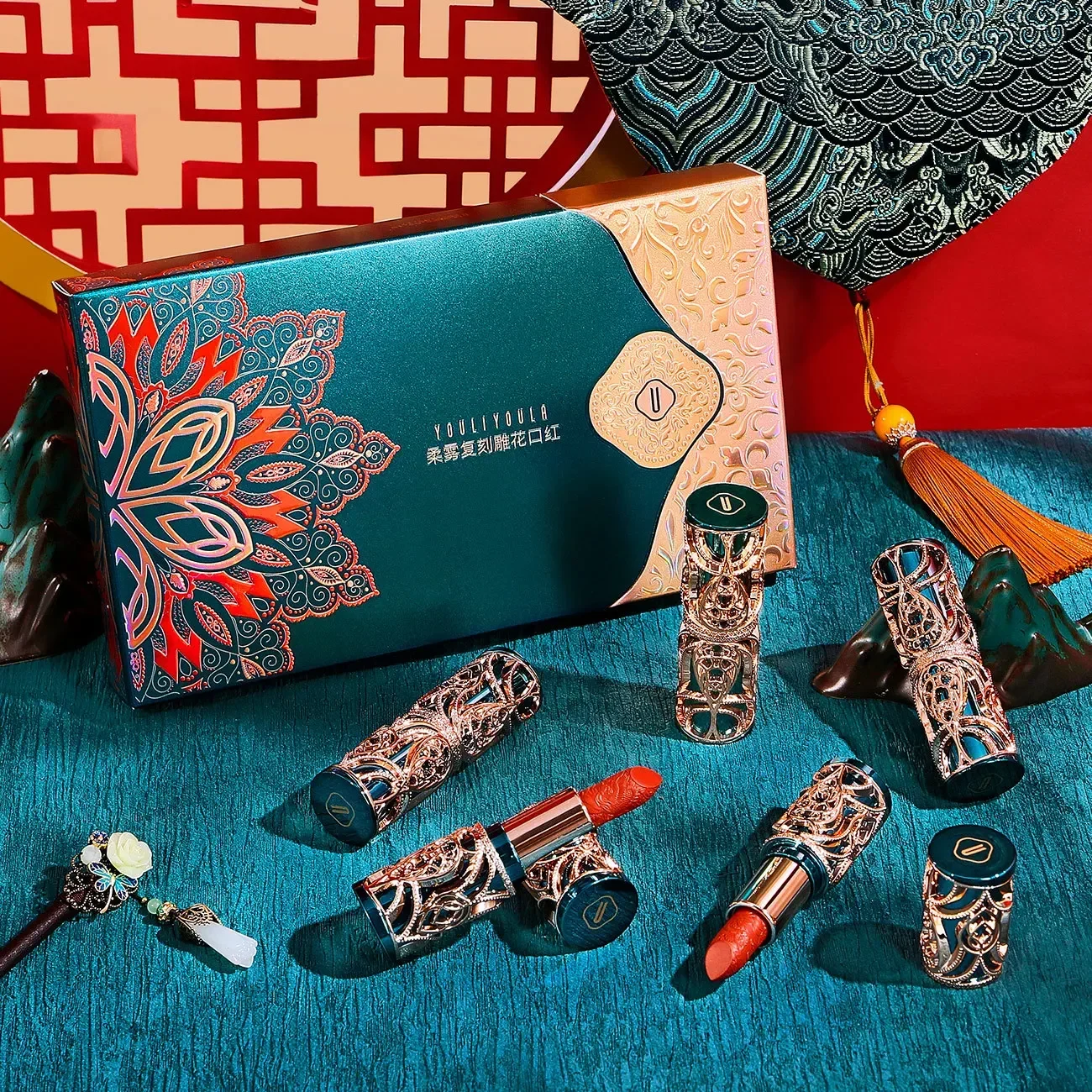 5 uds lápiz labial tallado terciopelo desnudo Color sedoso brillo de labios de flor Vintage taza antiadherente de larga duración tinte de labios rojo cosméticos maquillaje