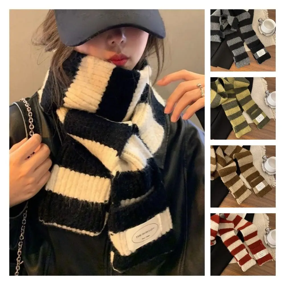 Multicolor Korean Style Y2K Striped Scarf Knitted Gothic Long Striped Scarves Outdoor Streetwear Stripe Shawl Ladies