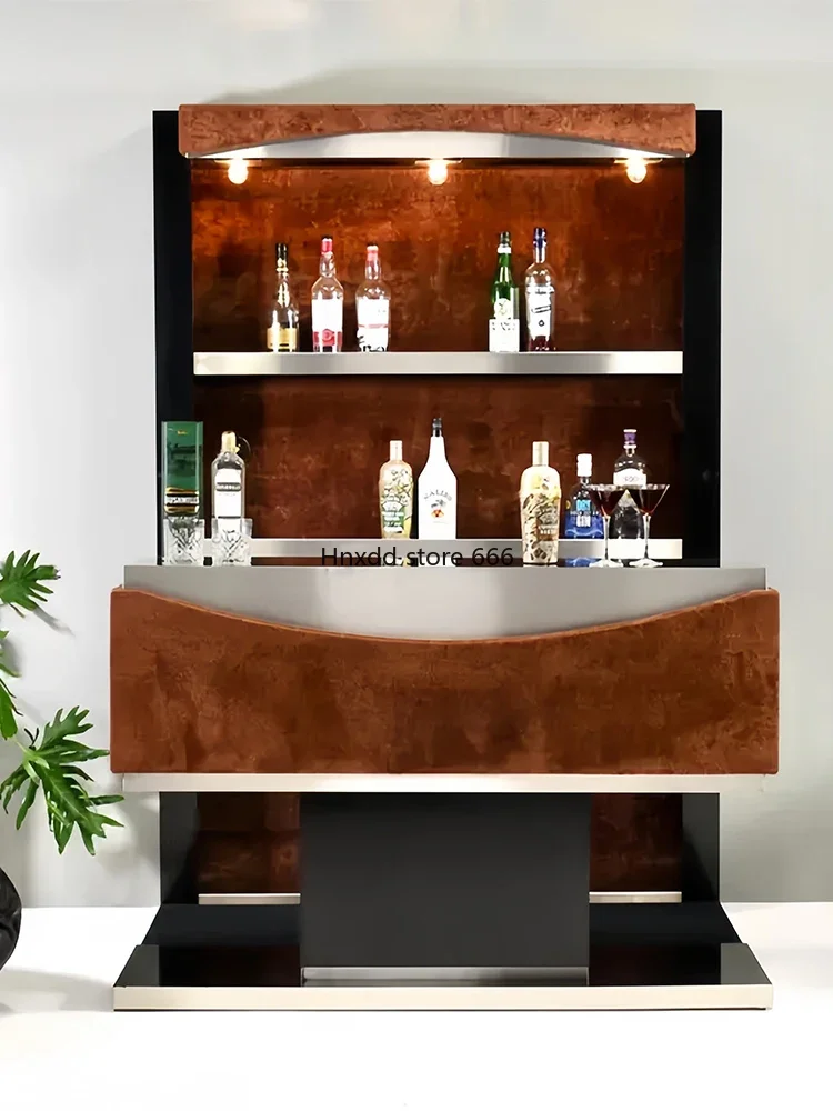 Italian light luxury bar counter wine cabinet home villa high-end stainless steel