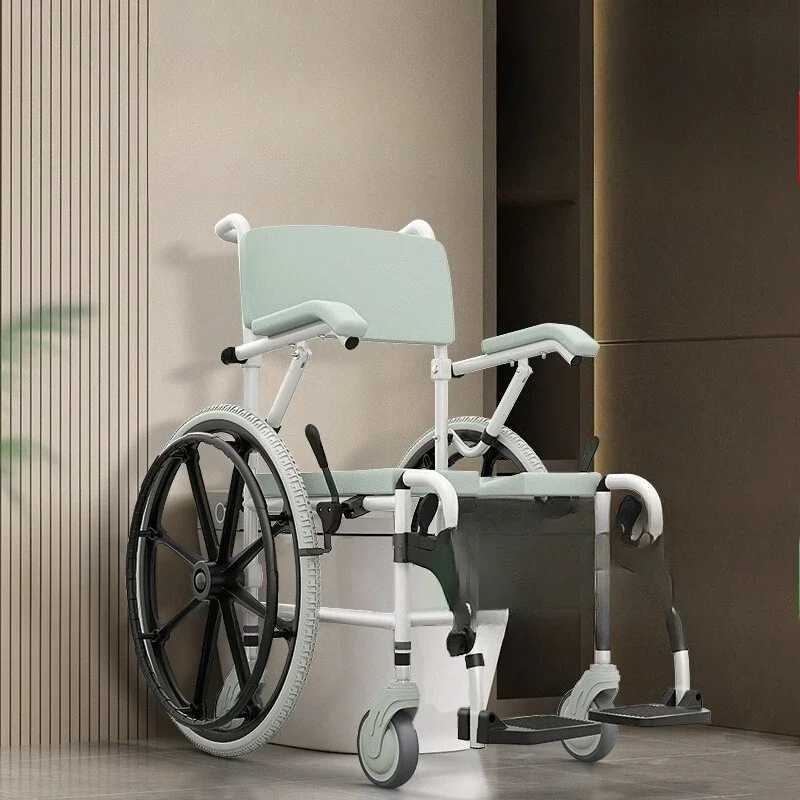 Multi functional manual wheelchair, bedridden elderly person, shower transfer machine, toilet seat