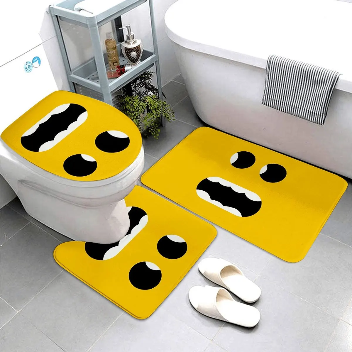 

Набор из 3 абстрактных ковриков для ванной комнаты с принтом для лица мелких животных | Изготовлен из высококачественной фланели, мягкая, удобная, стиральная машина.