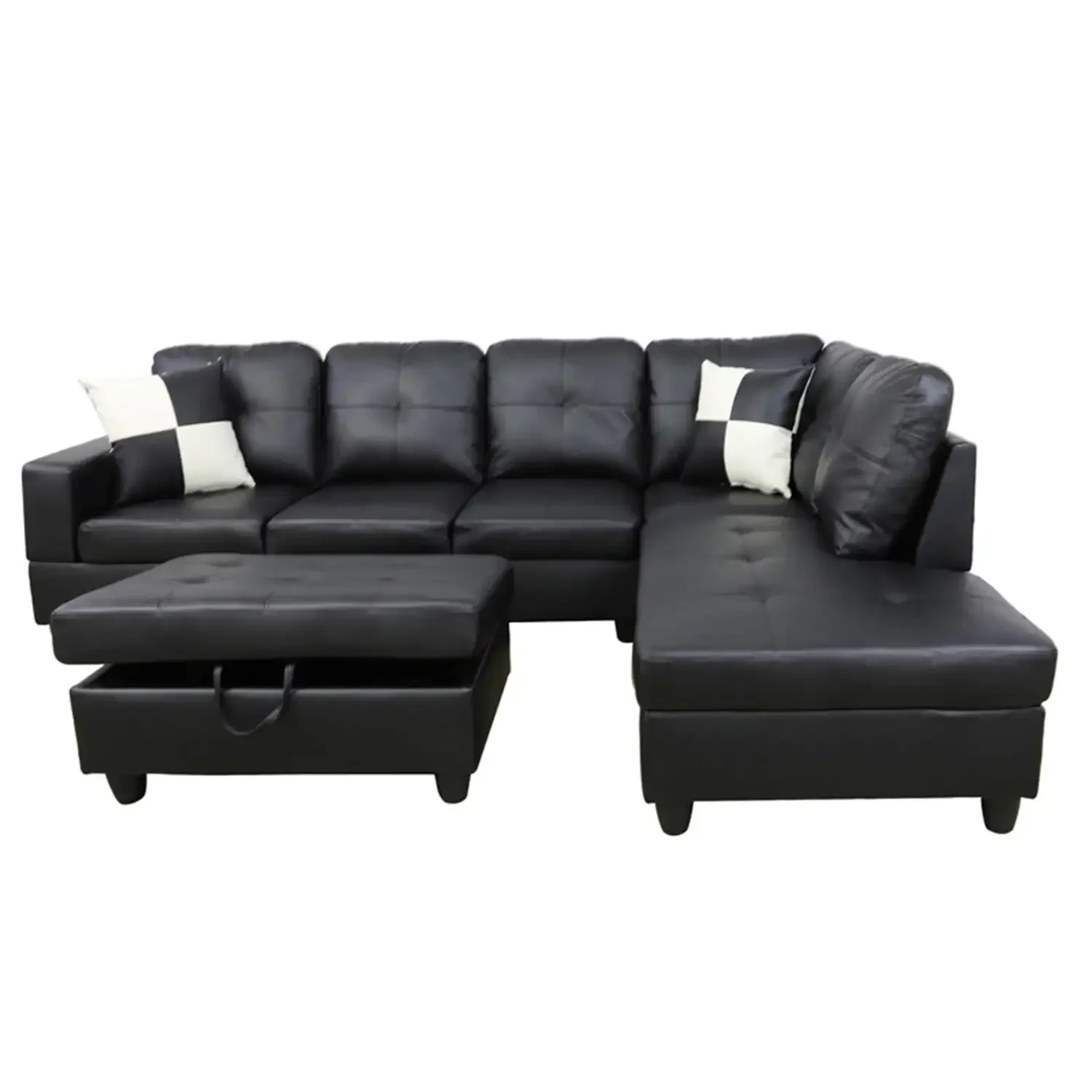 

%a Convertible Sectional Sofa, L Shaped Couch for Small Space Living Room, Black