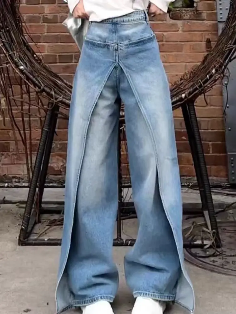 

Retro Straight Leg Jeans For Women In Spring, High Waisted, Loose Fitting, Reversible, And Versatile Wide Leg Floor Length Pants