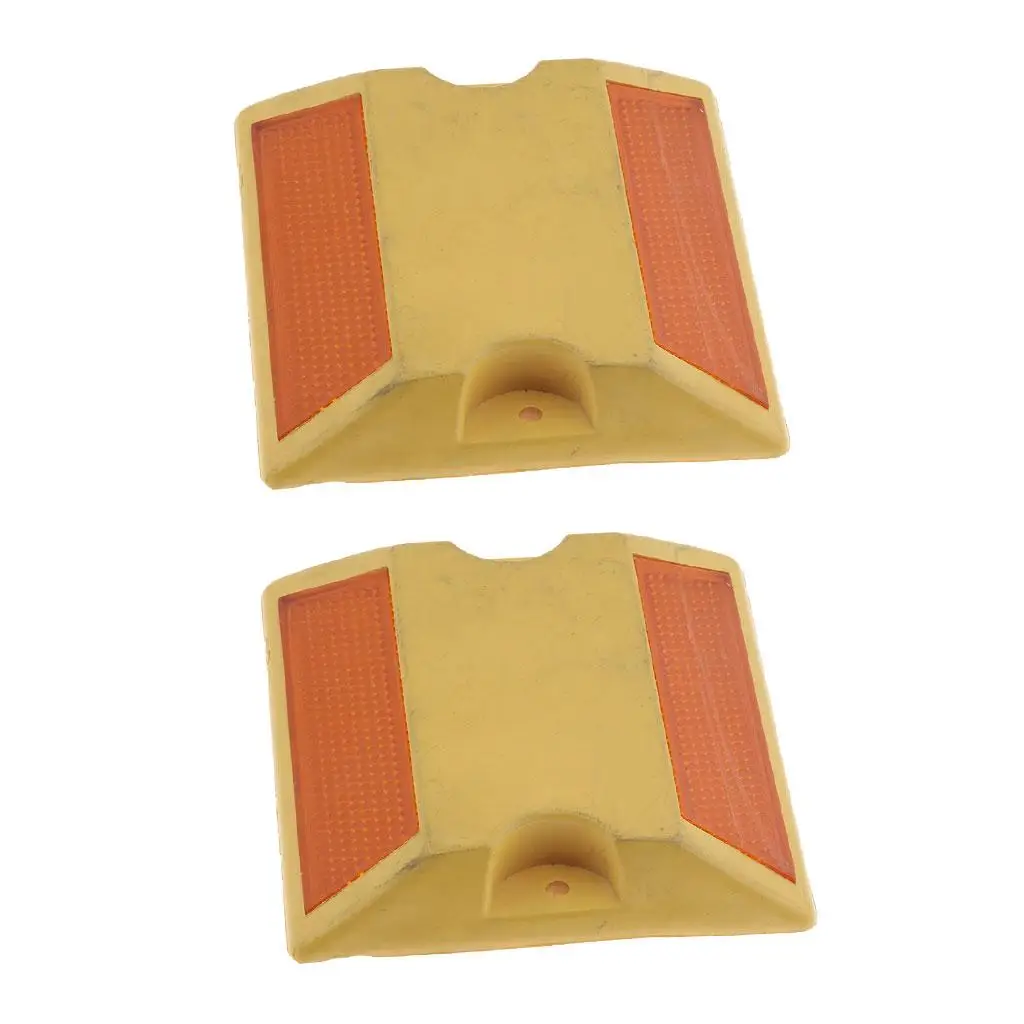 プレミアム反射道路舗装マーカー私道リフレクター 2 個 - イエロー