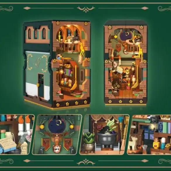 مجموعة بناء دفتر الجرعة السحرية مع غلاف كتب خفيف يمكنك صنعه بنفسك لرف الكتب وديكور المنزل نموذج طوب مصغر للبالغين والأطفال