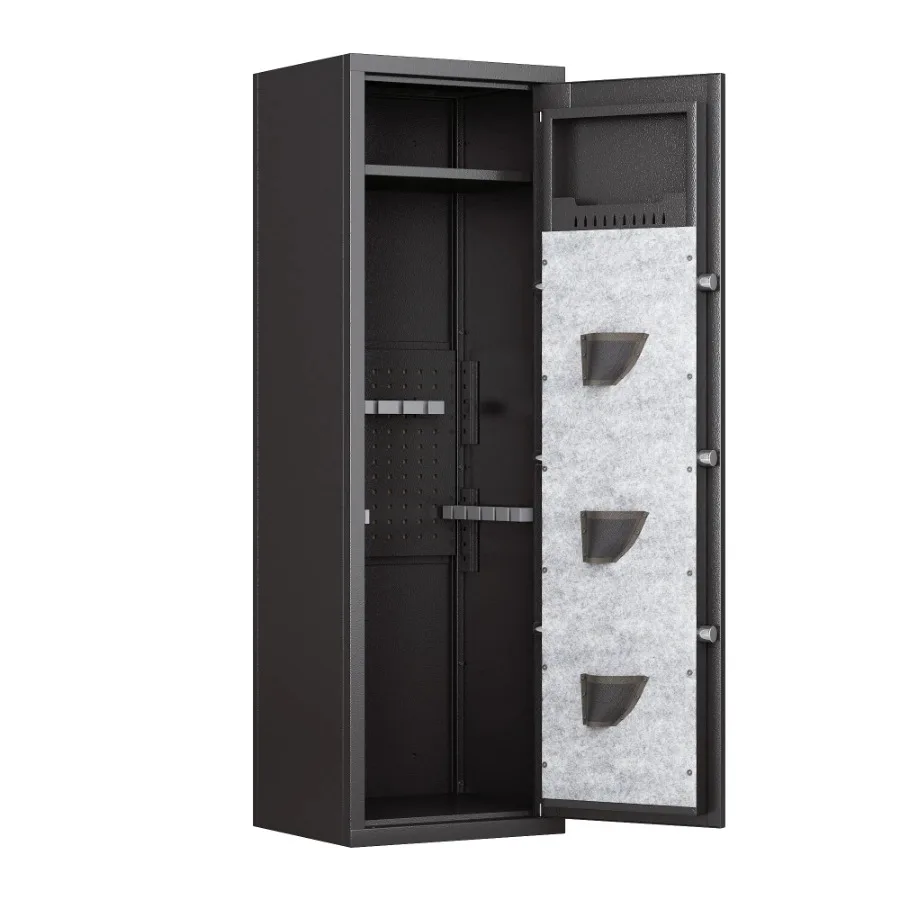 Large Heavy Duty Biometric Fingerprint Lock Gun Safe Cabinet with Adjustable Stand Detachable Structure for Rifles Shotguns and