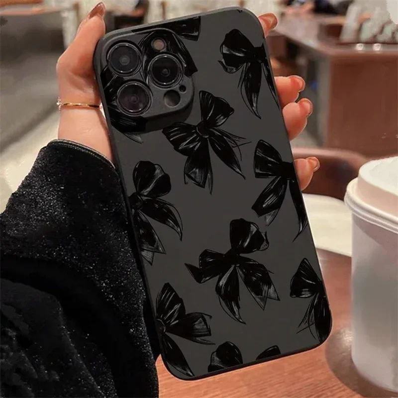 Cute Pink Bowknot Phone Case For iPhone 16 15 14 13 12 11 Pro Max Mini X XS XR SE 7 8 Plus Shockproof Non-Slip Soft Cover Fundas
