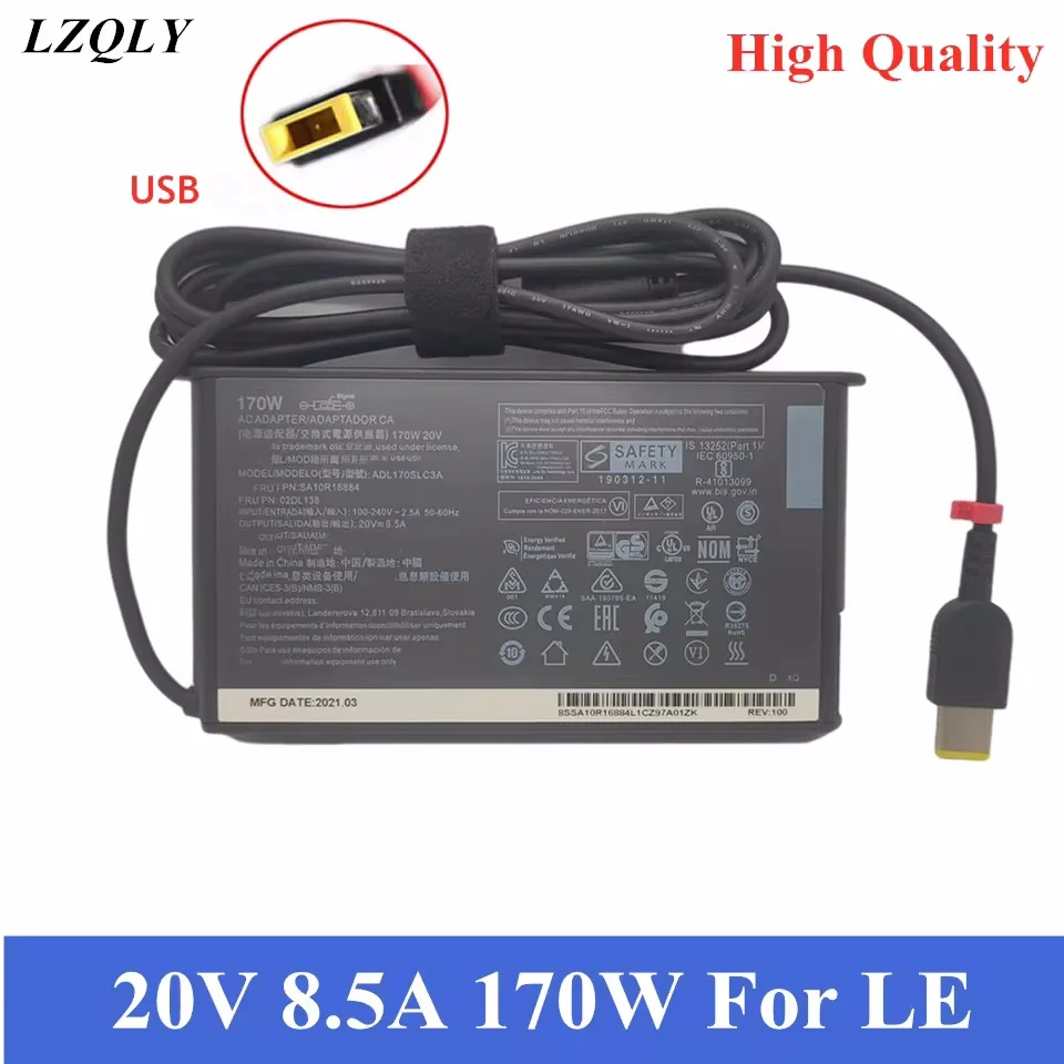 Original 20V 8.5A ADL170SLC3A 170W Charger AC Adapter for Lenovo LEGION 5-15ARH05 5 I5-10300H SA10R16882 Laptop Power Supply