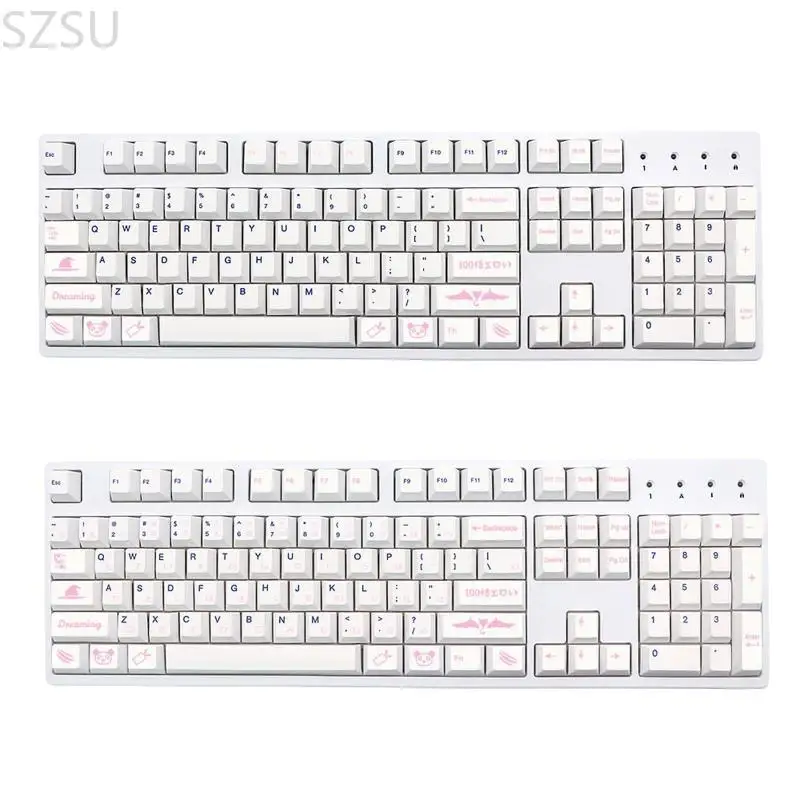 SZSU Dreaming Girl Keycaps Cherry Profile 137-Key For MX Switch GK61/ 64/ 68 104 108 Sweet Girl Dye Sublimation Stylish