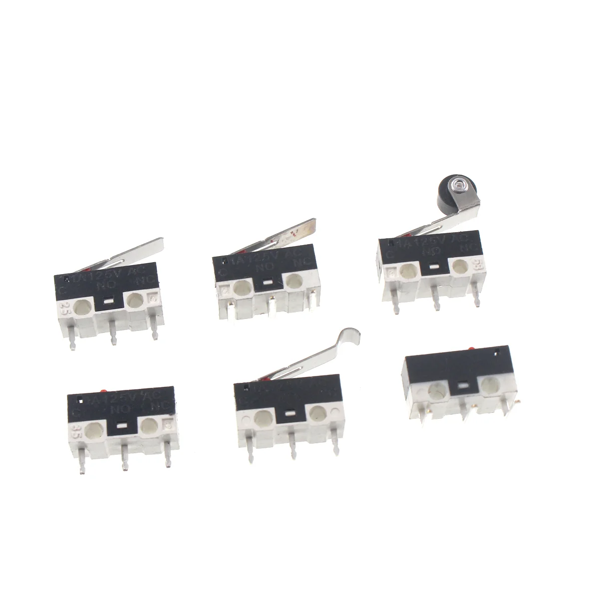 50PCS Micro Limit Switch Momentary Push Button Switch 1A 125V AC Mouse Switch 3Pins Long Handle Roller Lever Arm SPDT 12* 6 *6mm